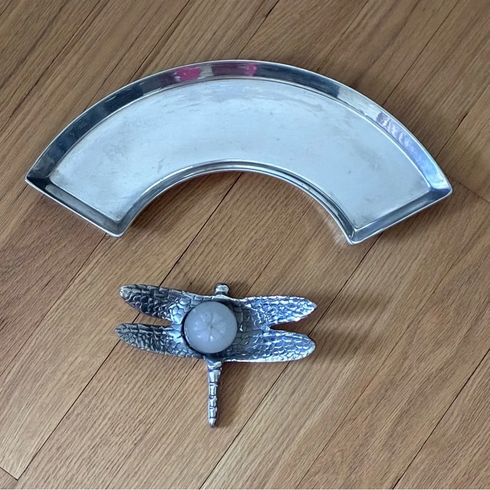Vintage 90s aluminum candle/trinket tray and tea light holder